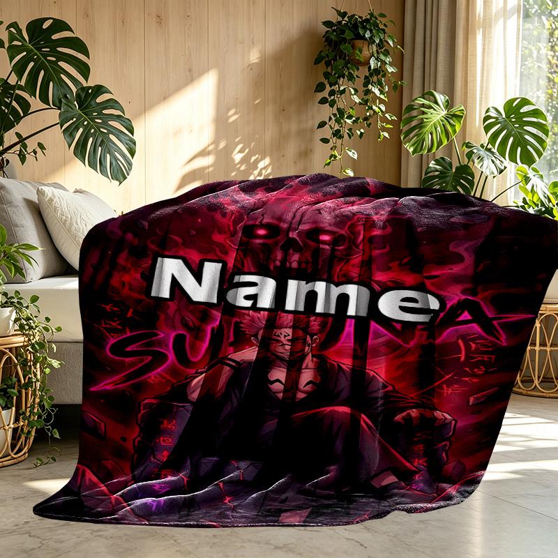 Custom Name Personalized Jujutsu Kaisen Print Blanket, Home Decor, Bedroom, Sofa, Camping, Couch, Gifts for Birthday ChristmasEnthusiasts