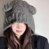 Cartoon Bear Ear Hat for Adult Women InsStyle Soft Ear Flap Beanie Cap Outdoor Sports Hooded Hat Breathable Bonnet Hat