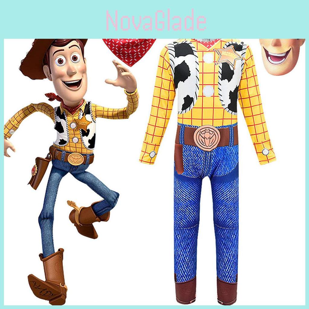 Colorful Toy Story 4 Woody Cosplay Costume For Kids Featuring Long Sleeves Jumpsuit