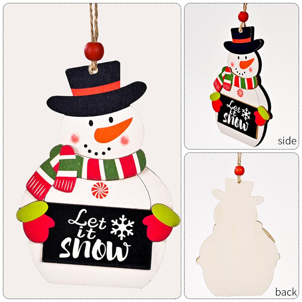 3Pcs Christmas Printing Wooden Pendant Christmas Tree Decoration Window Table Window Mall Party  Decoration