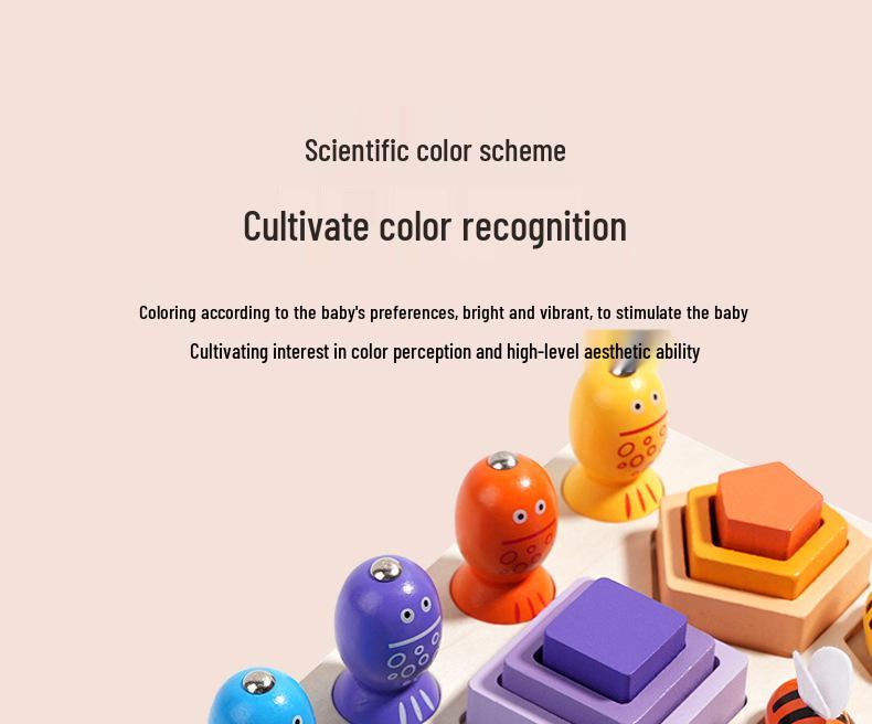 Magnetic Wooden Bee Set: 3-in-1 Educational Toy for Children's Shape Recognition and Building Skills
