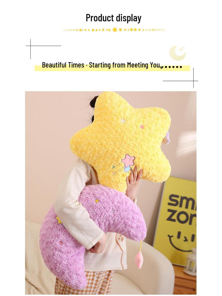 Star Moon Plush Cushion for Girls' Bedding & Toys