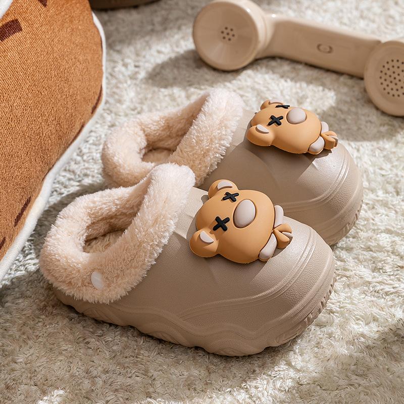 

Winter children s cotton slippers for boys and girls, warm and lined with fleece EVA Waterproof detachable parent-child cotton shoes for older 160MM хаки