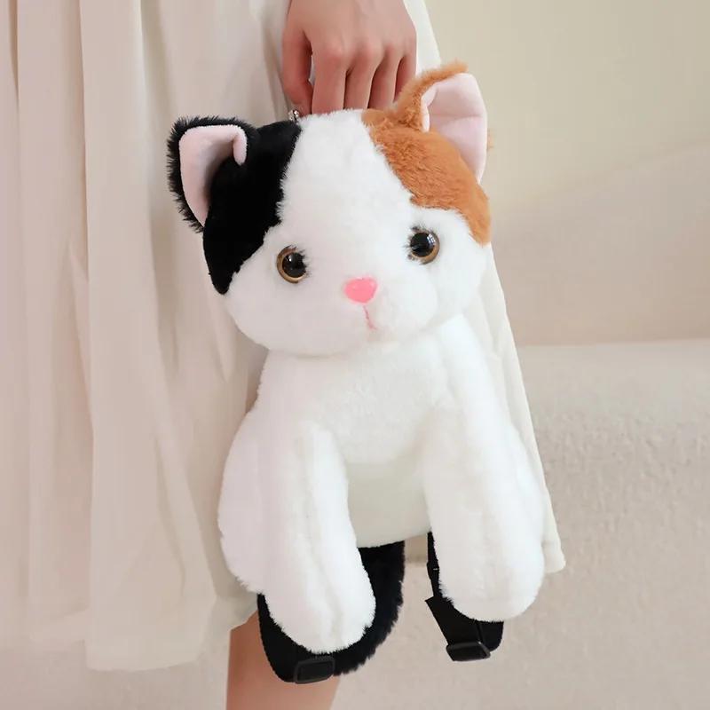 Super Cute Trendy And Fashionable Cat BackpackPlush Cat Backpack Pure Handmade Simulation Cat Shopping Bag For Birthday Gifts