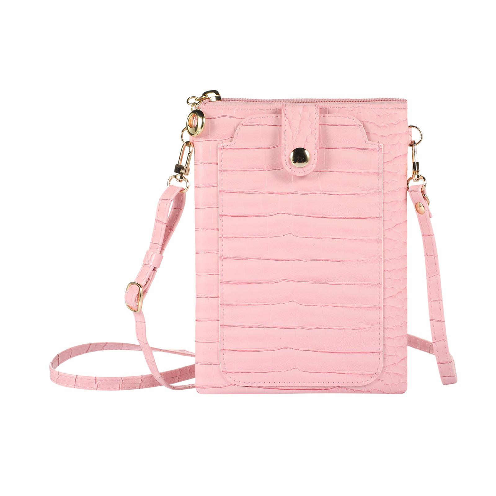Stone Pattern Crossbody Mobile Phone Bag with Zipper – Lightweight PU Coin Purse Fashion Accessory iPhone