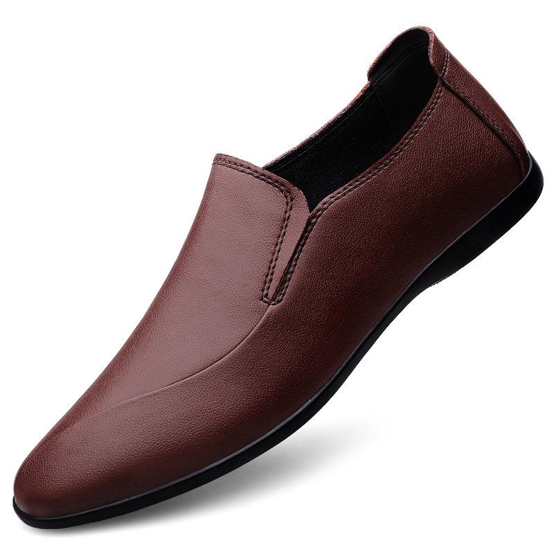 Cross-Border Spring Men s Cowhide Texture Casual Black Business Leather Shoes 40