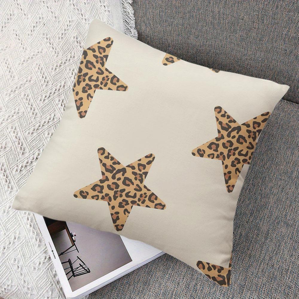 Leopard Star Design square Jacquard Pillow Cover for Sofa Office Waist Cushion Cover Home Decorative Pillowcase