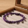 Natural Stone Real Amethyst Beads Bracelets Smooth Round Beaded Bracelet Men Women Stretch Jewelry Gifts