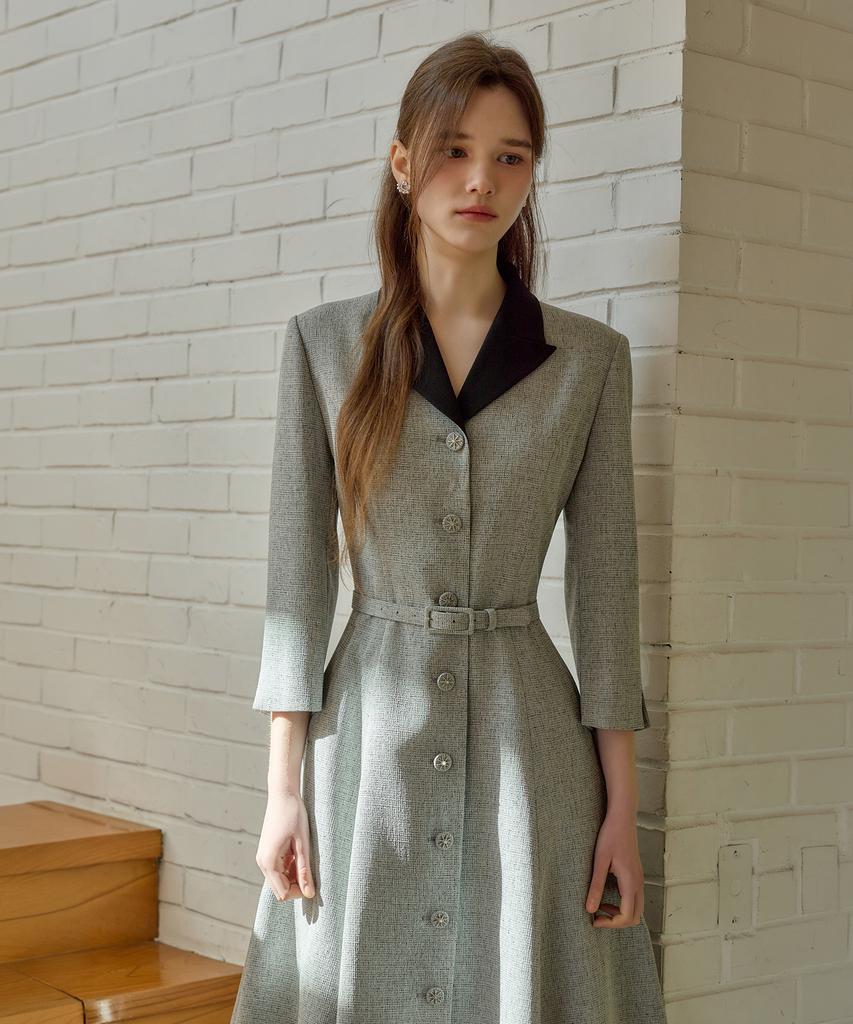 Julie And Kara 26Ss Calla139 Shebigins Joe Tweed Dress Heather Black
