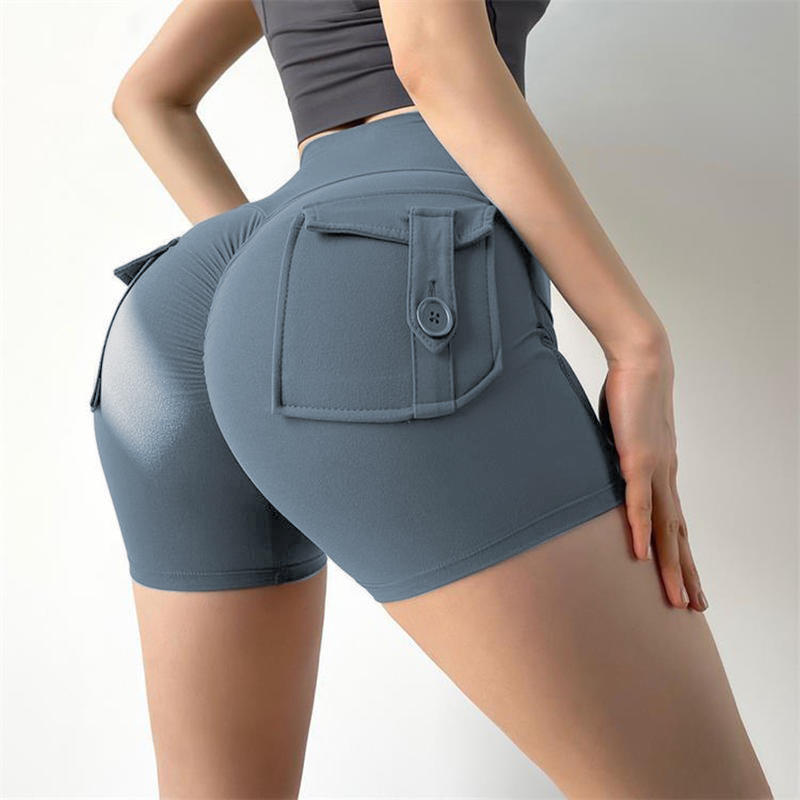 Women's High Waist Stretch Hip Lift Button Yoga Pants Summer Workwear Quick-Drying Running Fitness Pants