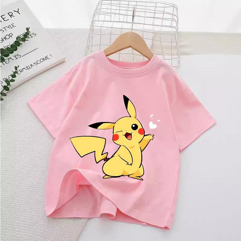 Pokemon Kids T-Shirts Anime Pikachu Jigglypuff Printed Shirts Tops Cartoon Boys Girls Summer Clothes Short Sleeves Tees New Gift