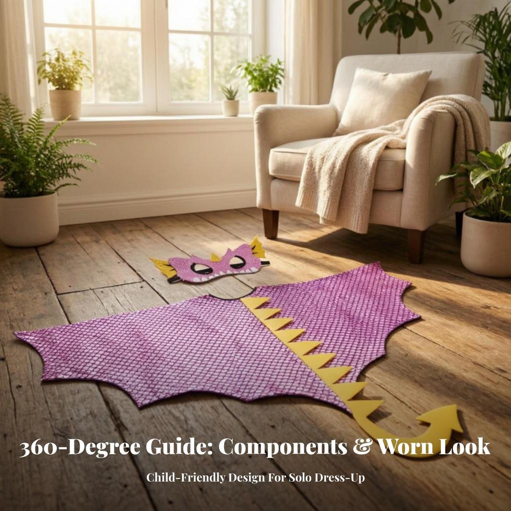 Dinosaur Cape Wing-Like Costume with Tail Comfortable for Young Children