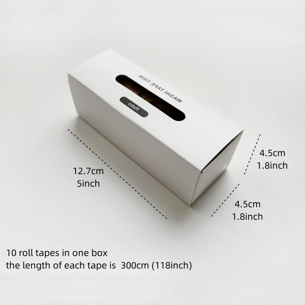 Juego de 10 cintas washi de 15 mm y 10 mm con diseño retro de cuadrícula y bonitos adhesivos decorativos