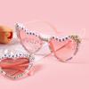 Geburtstagskönigin Brille Rosa Herzförmig Glänzend Strass Diamant Perlen Sonnenbrille für Mädchen Happy Birthday Party Geschenk Zubehör