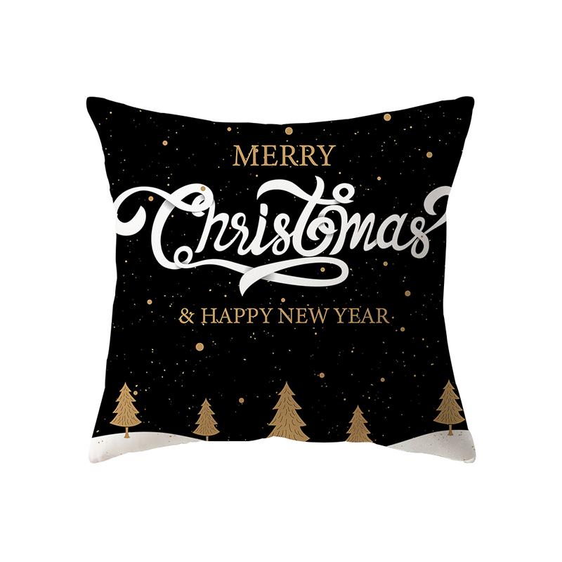 Cute Elk Christmas Theme Print Pattern Cushion Cover Home Living Room Sofa Decoration Square Polyester Pillow Pillow Cover
