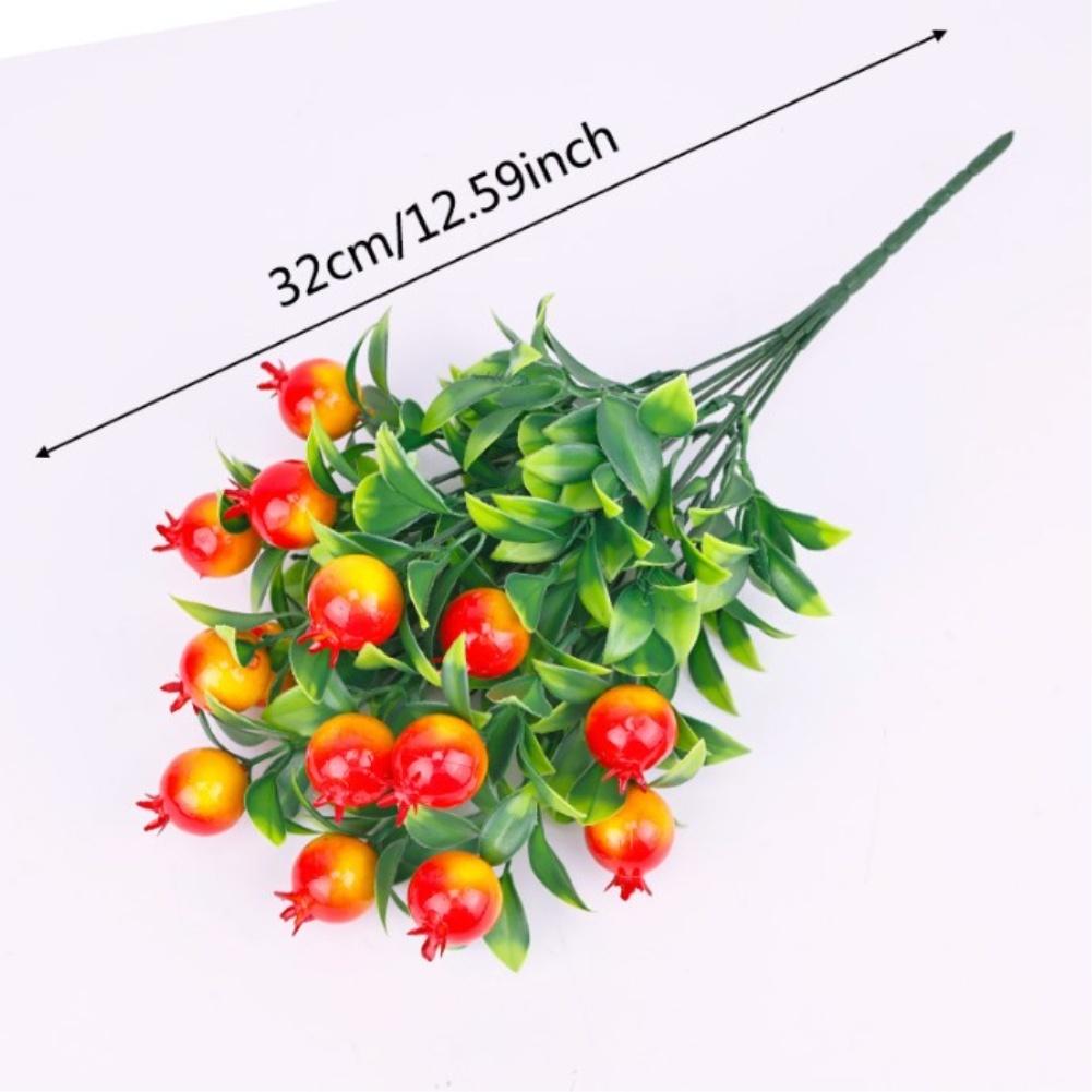 Artificial Lucky Fruit Plant 7 Prong Plastic Decor for Wedding Hotel Office Home Use 32cm Lemon Pomegranate Mango Orange Peach
