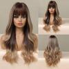 EASIHAIR Blonde Mixed Ombre Synthetic Wigs Long Wavy Natural Hair Wigs with Bangs for Women Cosplay Lolita Wig Heat Resistant