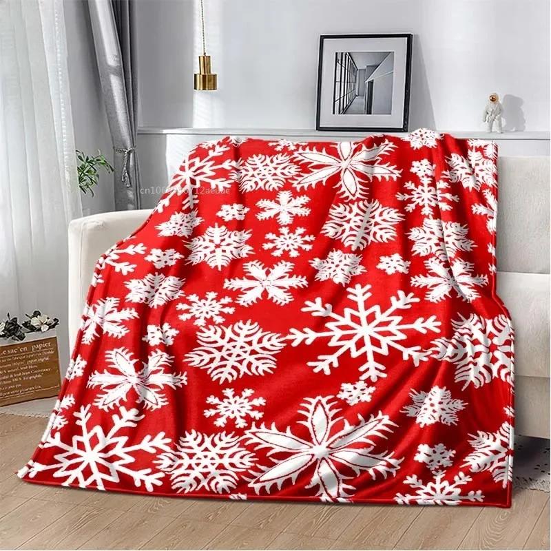 1pc Red Christmas Blanket Snowflake Print Warm Smooth Flannel Blanket for Living Room Bedroom New Year Christmas Gift Home Decor