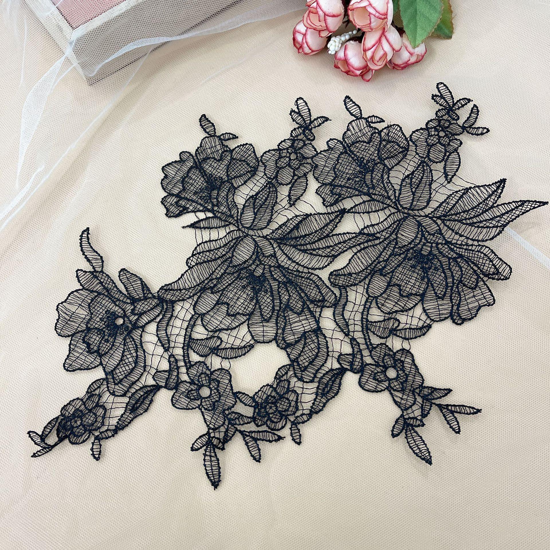 

Свежие Листья День Однорыбный Шелковая Нить Ажурная Фата Свадебное Платье Кружево, Ручная Работа Аксессуары Сделай Сам R4 R4 Black