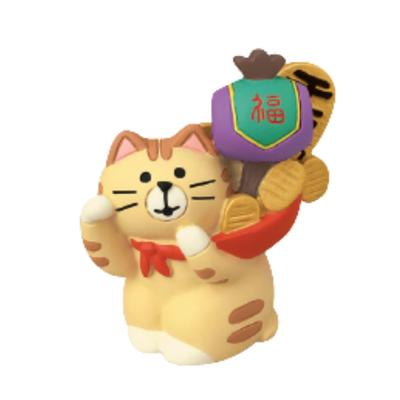 DECOLE Concombre Lycklig Maneki-neko (Vinkande katt) ZCB-28947, Miniatyr Maneki-neko (Vinkande katt) - Perfekt för visning året runt, Lycka till