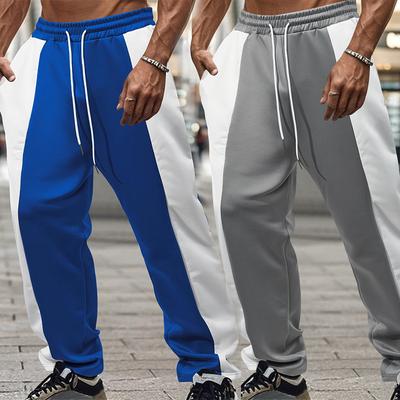 Eşofman Altı Erkek Bol Spor Dökümlü İpli Günlük Pantolon Renk Bloklu Moda Yüksek Sokak Günlük Pantolon