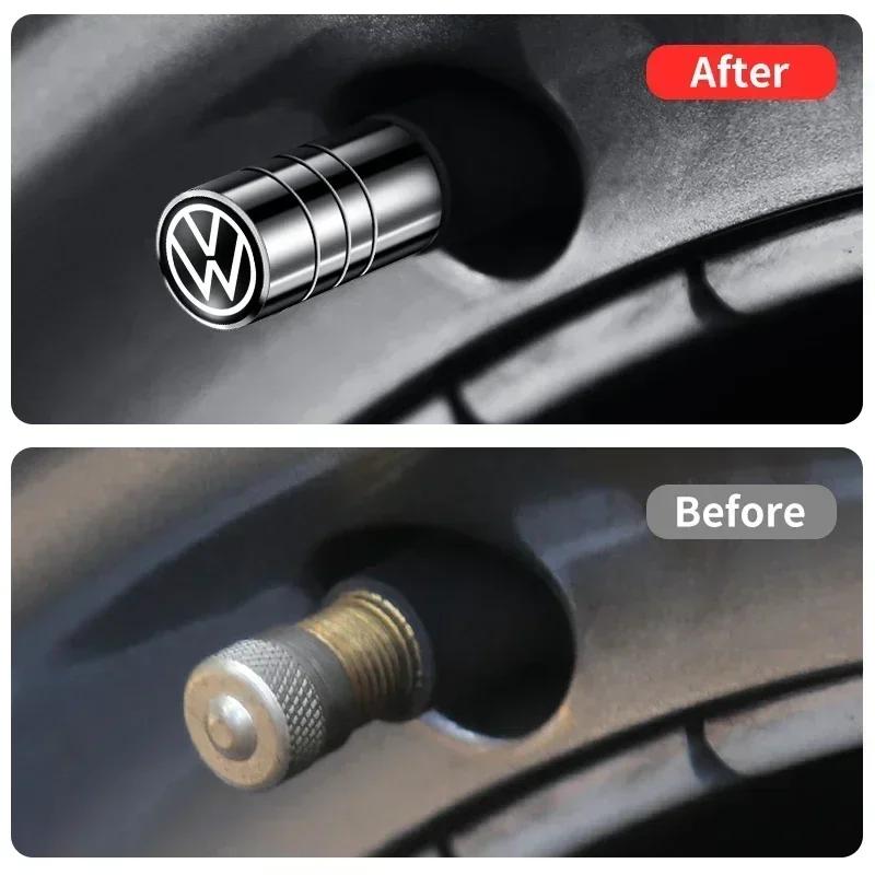 For VW Volkswagen Jetta MK5 Golf 4pcs Metal Logo Emblem Car Tire Valve Caps For Volkswagen VW Touran Beetle Golf Passat Jetta Po