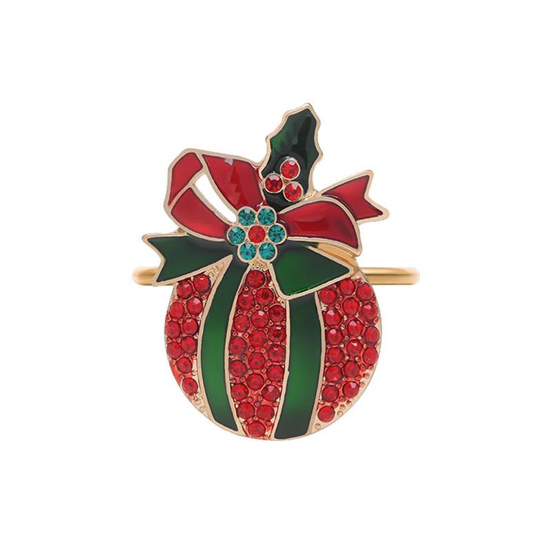 Christmas Napkin Ring Metal Xmas Bell Elk Napkin Holder Flower Wreath Rings Wedding Banquet Hotel Table Decoration Accessories