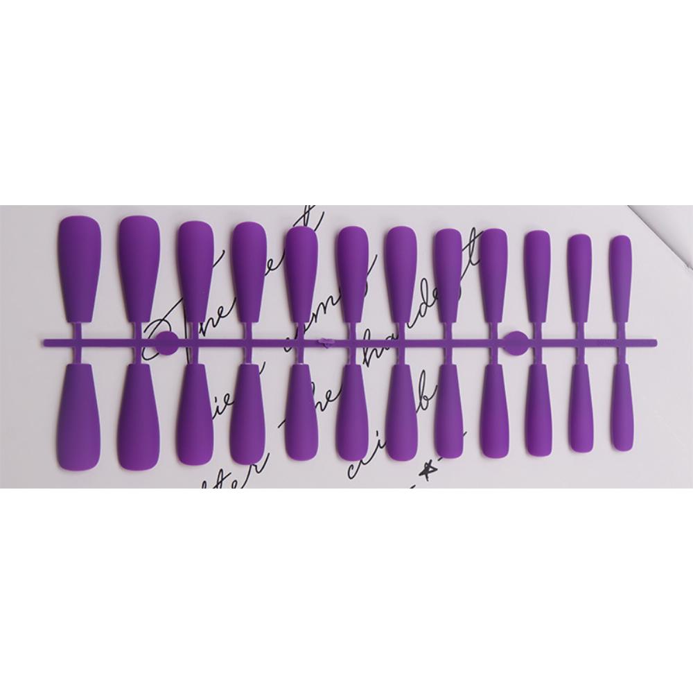 24pcs/set DIY Quick Nails Lengthened Ballet Matte T-shaped False Nails Multi-color Strips Finished Wear Manicure