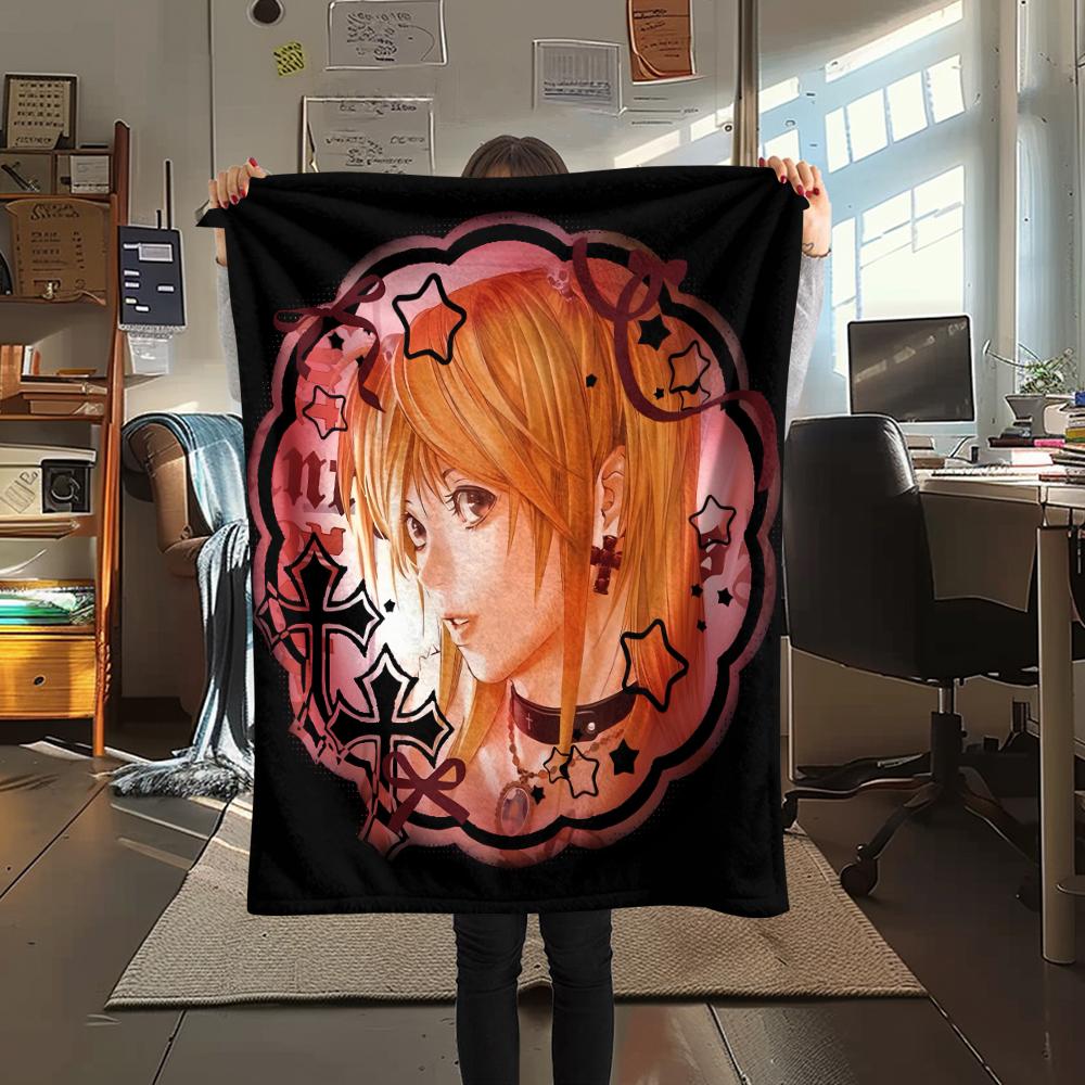 1PC Death Note Print Flannel Blanket, High Quality All Seasons, Home Decor, Warmth and Comfort, Perfect for Christmas Gifts
