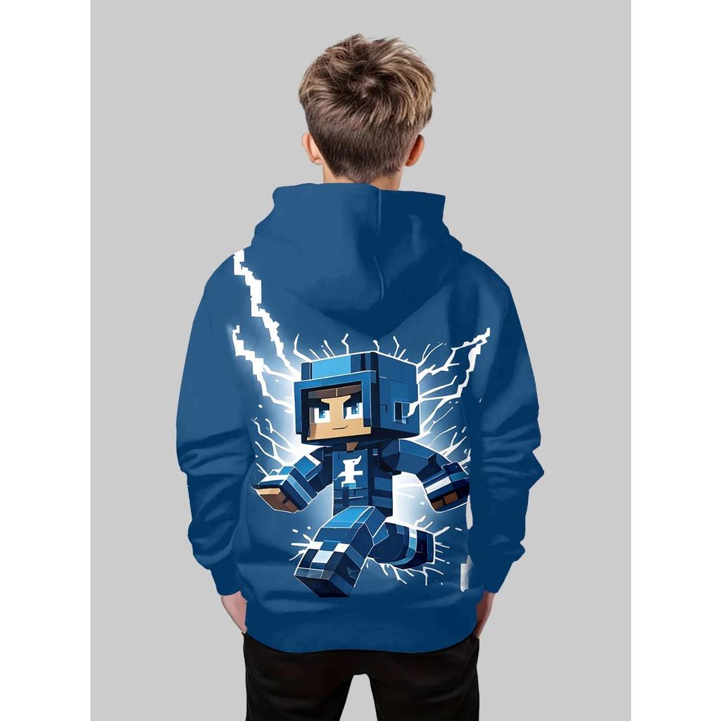 Çocuk giyimi, erkek çocuk kapüşonluları, uzun kollu, moda baskılı, ilkbahar ve sonbahar kazakları