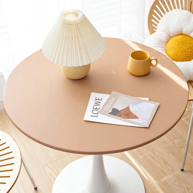 

Водонепроницаемая круглая скатерть с эластичным краем, покрытие из ПУ кожи, маслостойкая, нескользящая, для дома, кухни, столовой Diameter 70CM кофейный