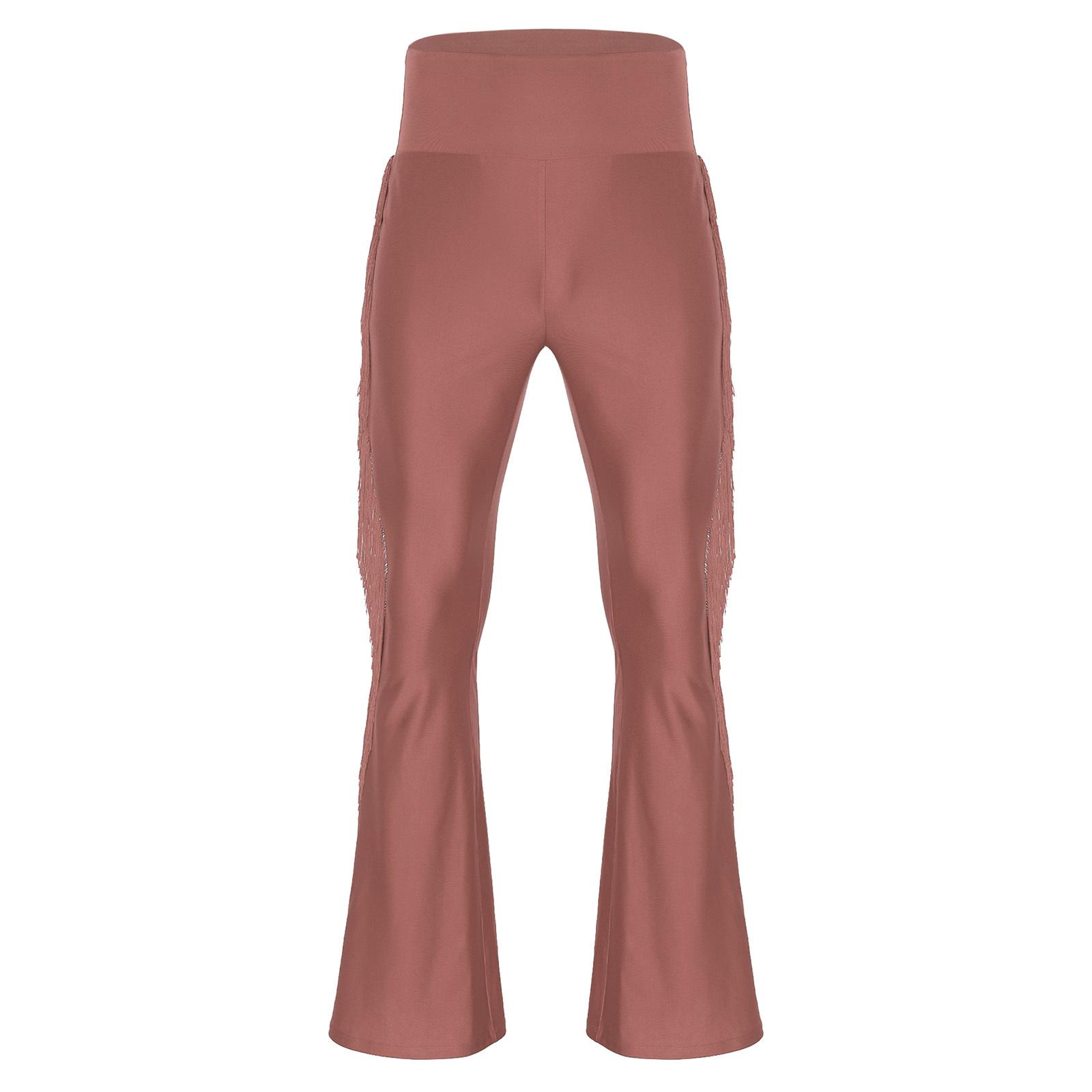 

Чоловічі штани-кльош з китицями, вінтажні штани-дзвони з високою посадкою для танцювальних сценічних виступів M рожевий