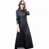 Party Club Wear Fashion Women's Black Long Dress Designer Real Lambskin Stylish