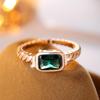 New square K gold green diamond ring simple personality niche elegant ring ring batch