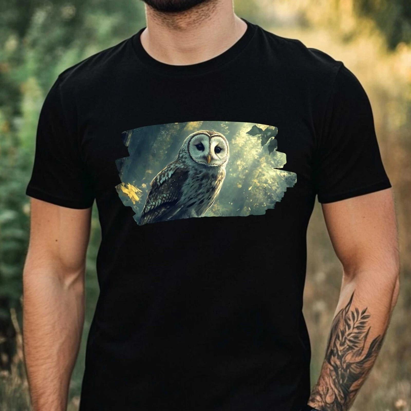 T-Shirt Herren Wald Eule Motiv Baumwolle Größe XS bis 5XL XXXL
