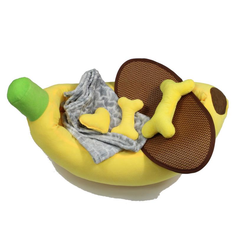 Cartoon Banana Pet Bed Cushion for Cats and Dogs - Winter Warmth