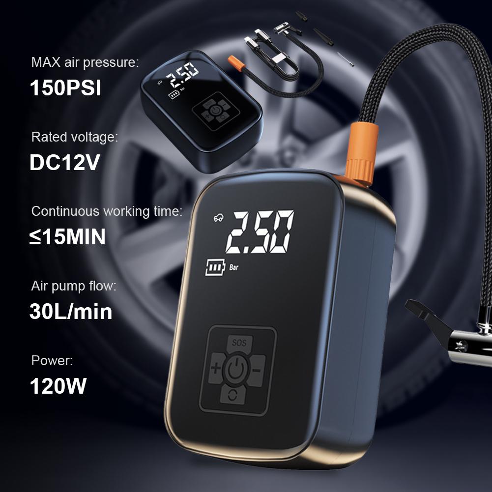 150PSI Auto Pump Portable Air Compressor Car Digital Air Compressor Motorcycle Bike Pump Wireless/Plug-in Pump Electric Inflator
