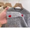 Women's Retro Dark Gray Wool Cardigan - Autumn/Winter, Soft & Warm with Love Button Raglan Sleeves