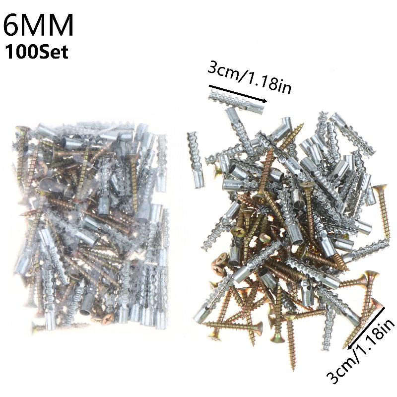 100Set 6/8Mm Wall Anchors And Screws Set Metal Expansion Plug And Self Tapping Screws Kit For Concrete Drywall Mounting