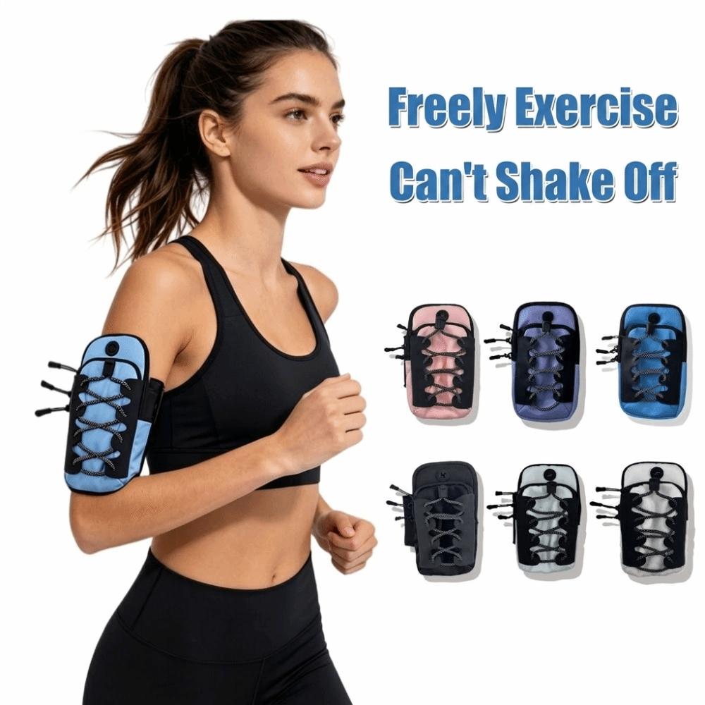 Double Zipper Sports Arm Bag Reflective Cord Trim Wrist Pouch Wear-Resistant Phone Armband Fitness