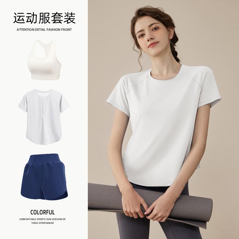 Tennis suit women's short-sleeved training clothes outdoor running quick-drying clothes thin badminton T-shirt fitness clothes