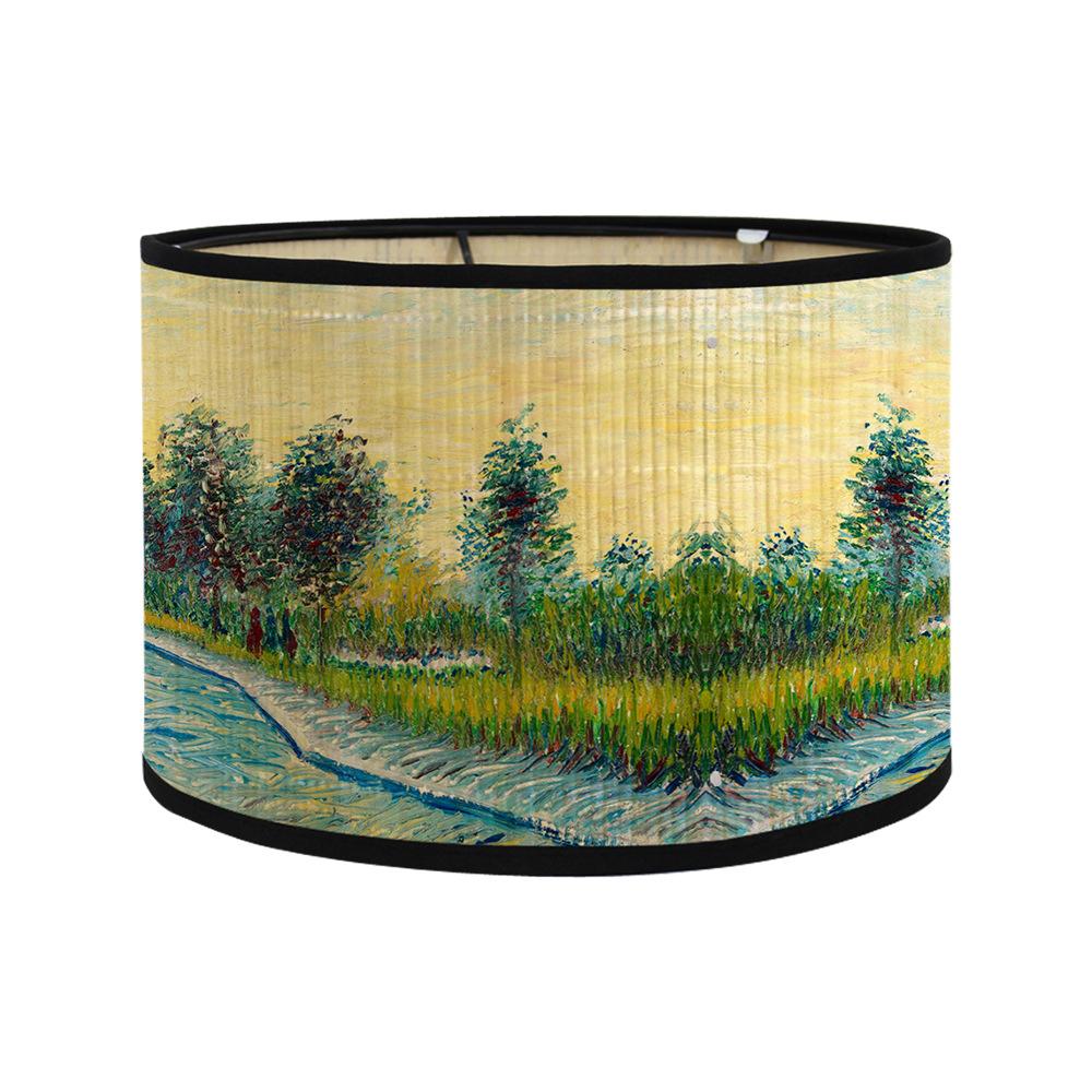 Modern Painted Decorative Lampshade Astral Sunflower Lamp Shade Bamboo Art Light Shade Bar Cafe Chandelier Decor