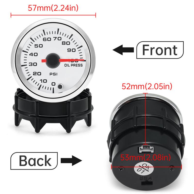 52mm Oil Pressure Gauge Boost Tachometer Voltmeter Air-Fuel Ratio Water Temp Oil Temp EGT Gauge Change 7 Colors Fit for 12V Car