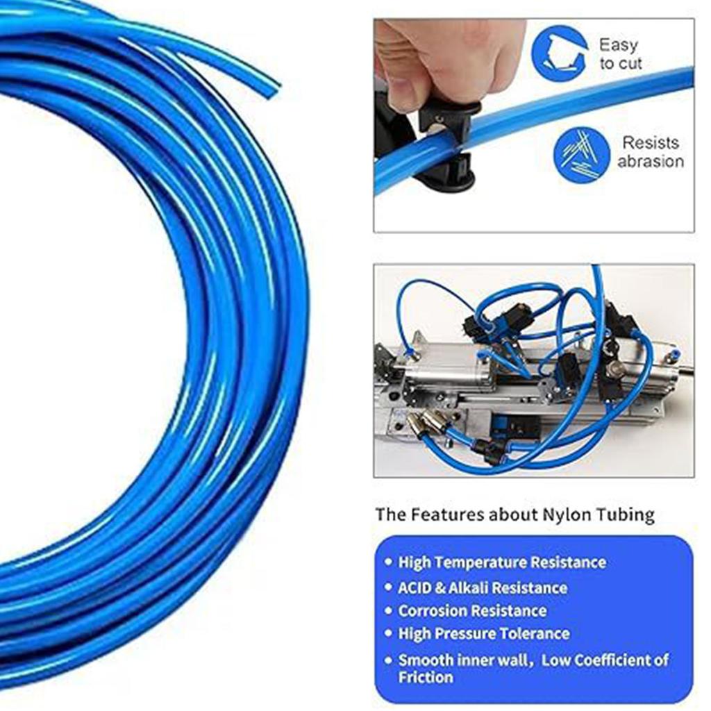 8mm   Hose and 2 Fittings High Pressure Flexible Tubing for Pneumatic System Fluid Transfer 20M Length