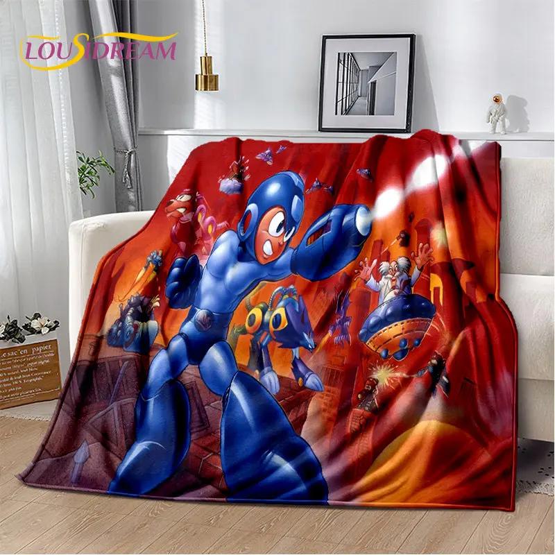 Rockman Megaman Game Cartoon Soft Plush Blanket,Flannel Blanket Throw Blanket for Living Room Bedroom Bed Sofa Picnic Cover Kids