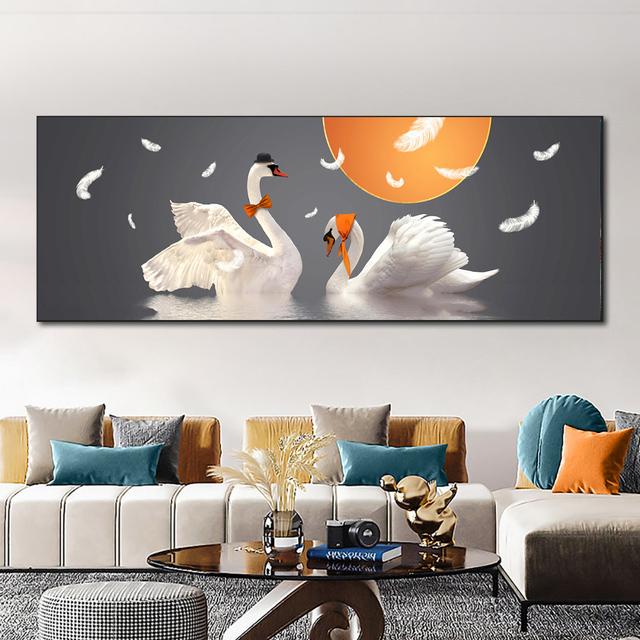 Modern Heart Swan Love Canvas Painting Nordic Animal Posters and Prints Wall Art Pictures Living Room Home Decor No Frame