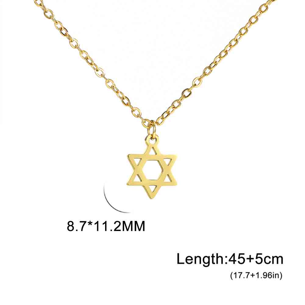 Teamer Israel Map Star of David Pendant Necklace for Women Men Jewish Stainless Steel Necklace Ethnic National Jewelry