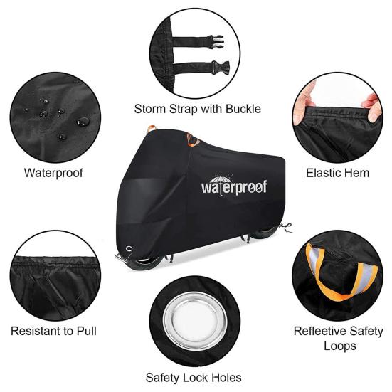 Motorbike Rain Cover Waterproof UV-Resistant Bicycle Protector Cover Extra-large Foldable Road Electric Bike Rain Cover with Storage Bag Set