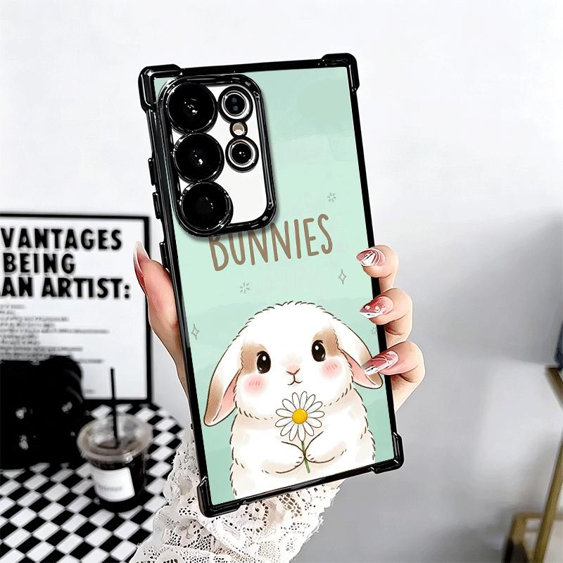 Cute Cartoon Bunny Rabbit Plating Phone Case For Samsung Galaxy S24 S25 FE S26 Edge S23 Ultra S22 S21 Plus S20 Anti-Fall Airabag