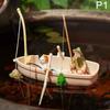 Mini Simulation Small Boat Fishing Boat Model Fish Tank Decor Diy Fishing Boat Miniature Landscape Simulation Toys For Children